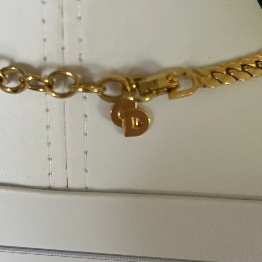 Christian Dior Necklace Gold Plate Pearl Oval Crystals Teardrop Designer Vintage - Picture 8 of 17